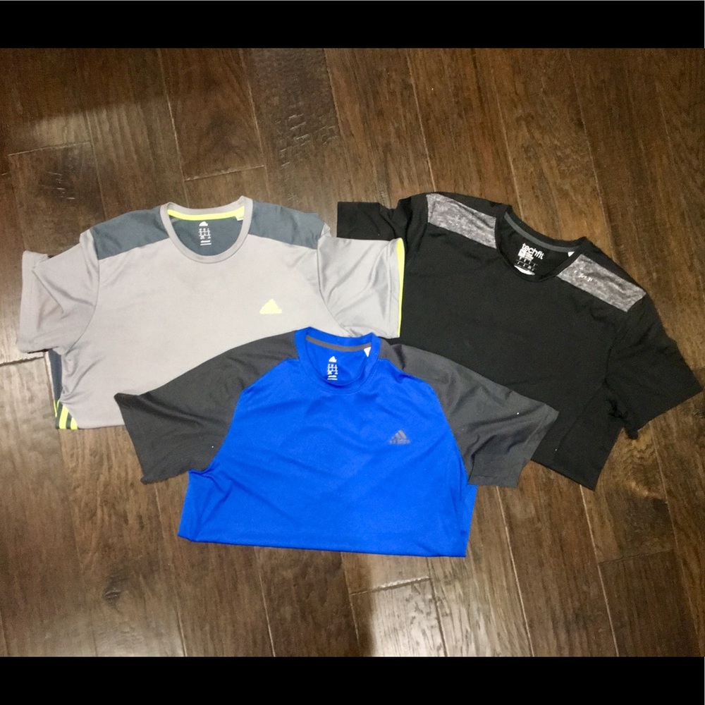 Lot of 3 Adidas XL performance shirts.